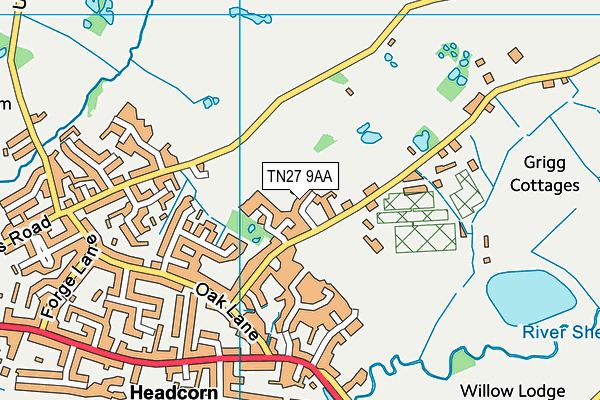 TN27 9AA map - OS VectorMap District (Ordnance Survey)