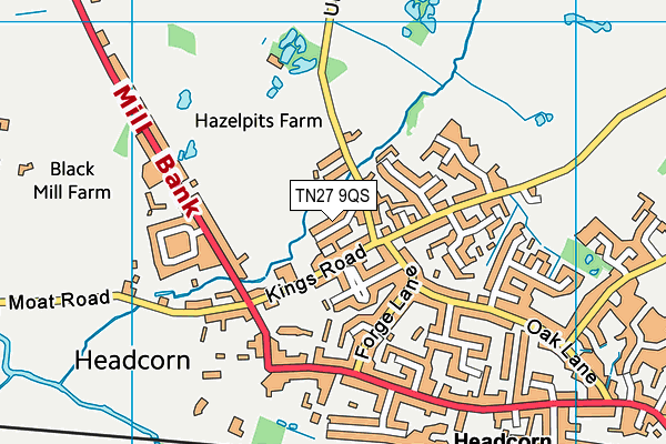 TN27 9QS map - OS VectorMap District (Ordnance Survey)
