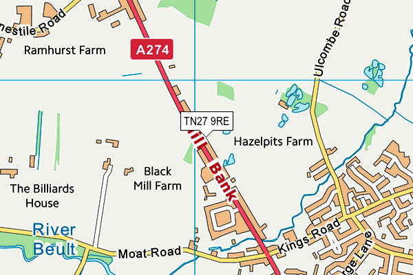 TN27 9RE map - OS VectorMap District (Ordnance Survey)