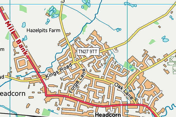 TN27 9TT map - OS VectorMap District (Ordnance Survey)
