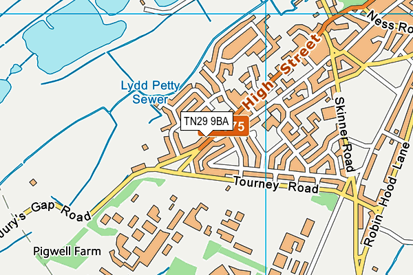 TN29 9BA map - OS VectorMap District (Ordnance Survey)