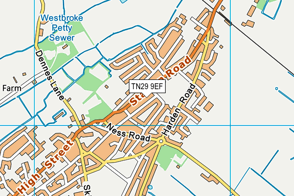 TN29 9EF map - OS VectorMap District (Ordnance Survey)