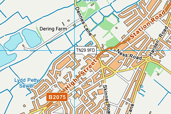 TN29 9FD map - OS VectorMap District (Ordnance Survey)