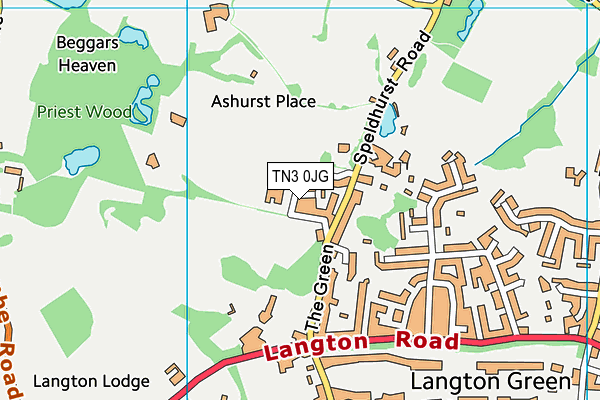 Langton Green Primary School map (TN3 0JG) - OS VectorMap District (Ordnance Survey)