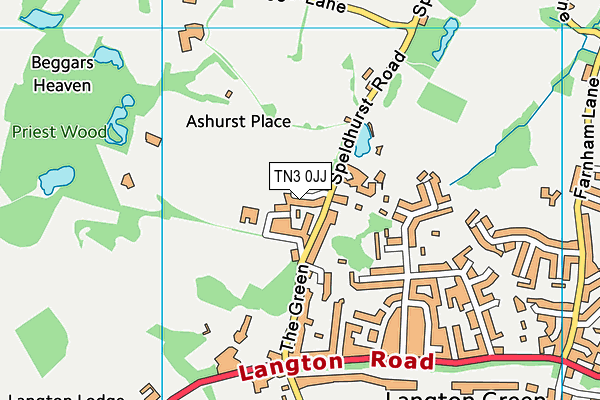 Langton Green Recreation Ground map (TN3 0JJ) - OS VectorMap District (Ordnance Survey)