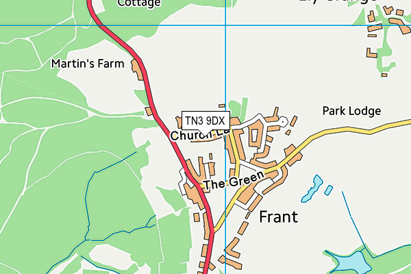 Frant Playing Field map (TN3 9DX) - OS VectorMap District (Ordnance Survey)