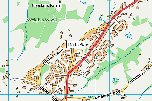 TN31 6PU map - OS VectorMap District (Ordnance Survey)