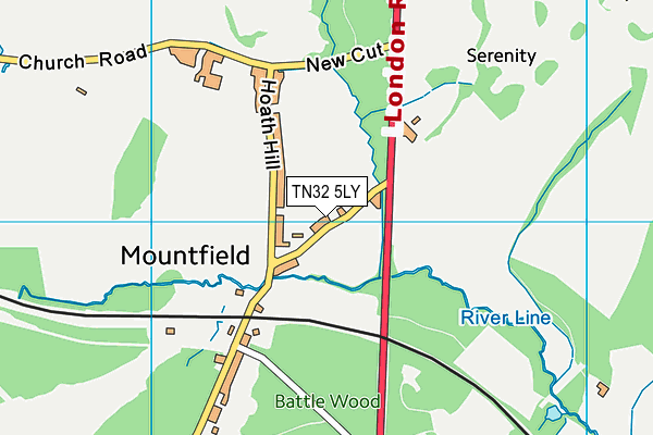 Mountfield United Football Club  map (TN32 5LY) - OS VectorMap District (Ordnance Survey)