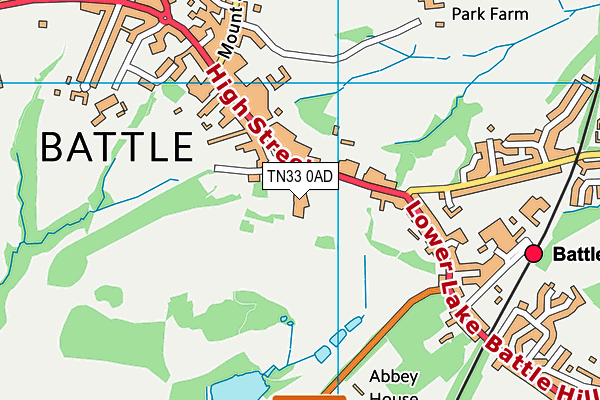 Battle Abbey Senior School map (TN33 0AD) - OS VectorMap District (Ordnance Survey)