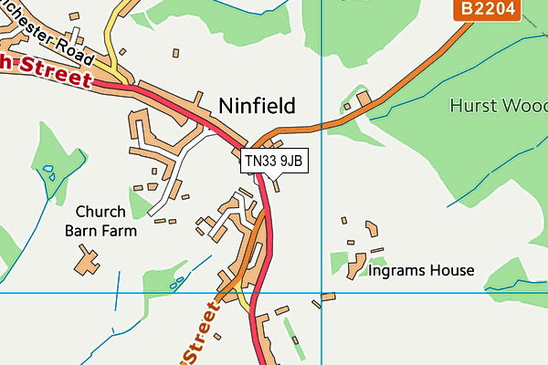 Ninfield Recreation Ground map (TN33 9JB) - OS VectorMap District (Ordnance Survey)