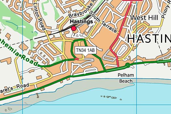 TN34 1AB map - OS VectorMap District (Ordnance Survey)