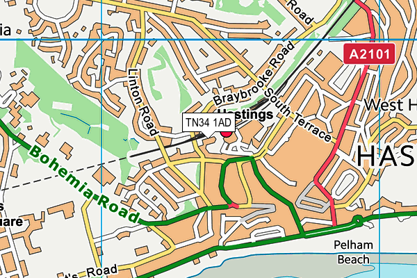 TN34 1AD map - OS VectorMap District (Ordnance Survey)