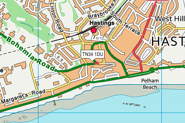 TN34 1DU map - OS VectorMap District (Ordnance Survey)