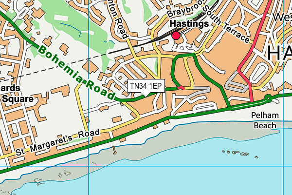 TN34 1EP map - OS VectorMap District (Ordnance Survey)