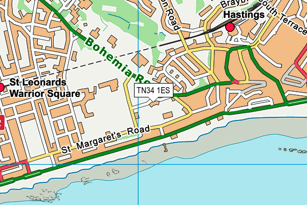 Falaise Fitness Centre map (TN34 1ES) - OS VectorMap District (Ordnance Survey)