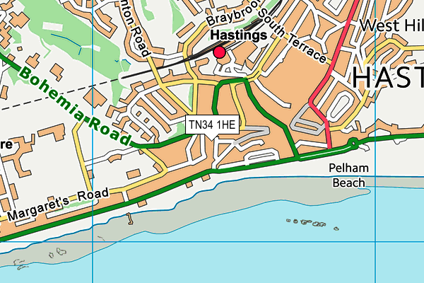 TN34 1HE map - OS VectorMap District (Ordnance Survey)