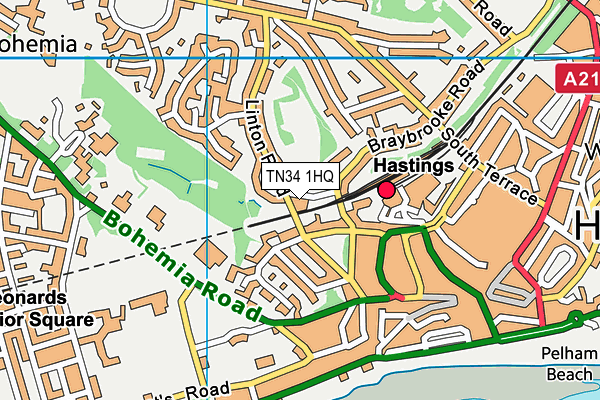 TN34 1HQ map - OS VectorMap District (Ordnance Survey)