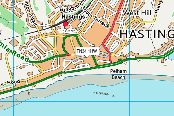 TN34 1HW map - OS VectorMap District (Ordnance Survey)