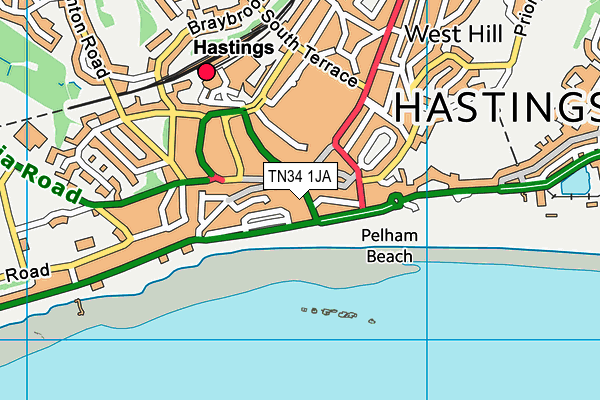 TN34 1JA map - OS VectorMap District (Ordnance Survey)