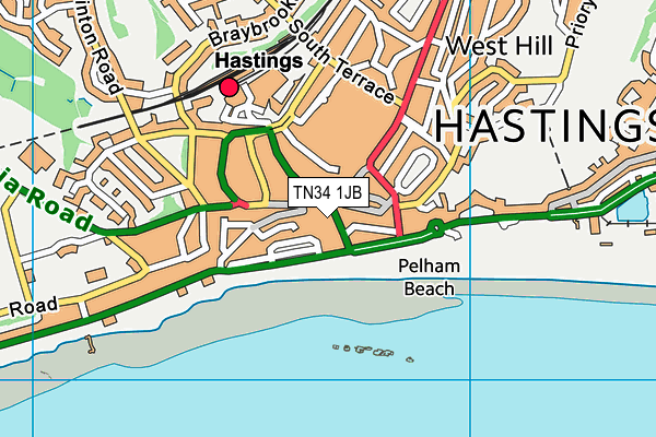 TN34 1JB map - OS VectorMap District (Ordnance Survey)