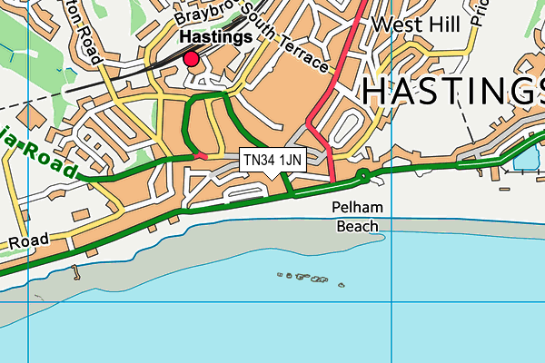 TN34 1JN map - OS VectorMap District (Ordnance Survey)