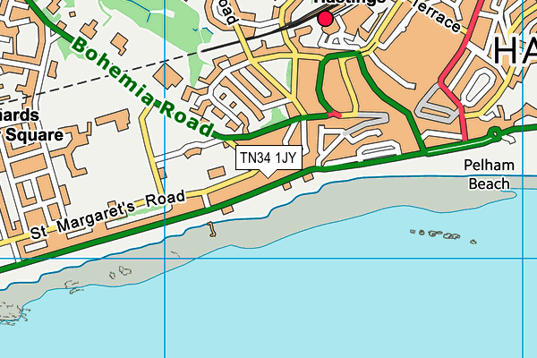 TN34 1JY map - OS VectorMap District (Ordnance Survey)
