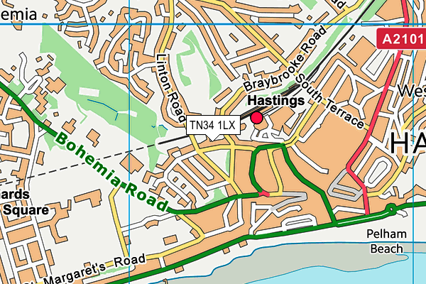 TN34 1LX map - OS VectorMap District (Ordnance Survey)