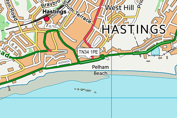 TN34 1PE map - OS VectorMap District (Ordnance Survey)