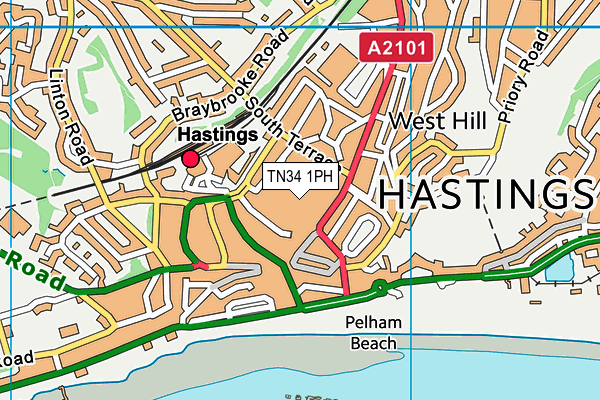 The Gym Group (Hastings) map (TN34 1PH) - OS VectorMap District (Ordnance Survey)