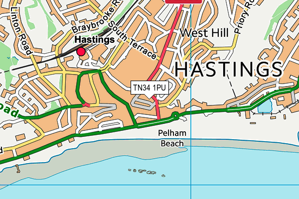 TN34 1PU map - OS VectorMap District (Ordnance Survey)
