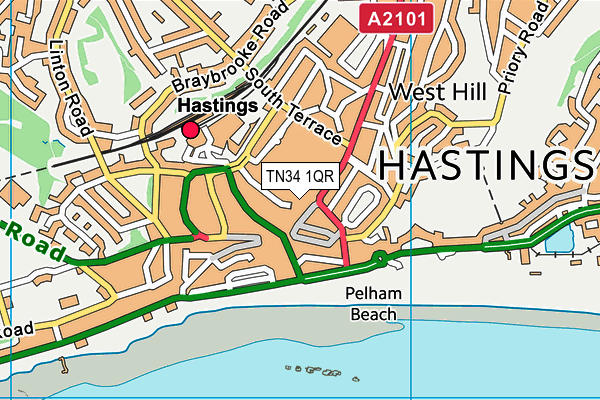 TN34 1QR map - OS VectorMap District (Ordnance Survey)