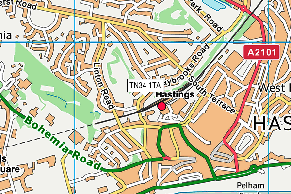 TN34 1TA map - OS VectorMap District (Ordnance Survey)
