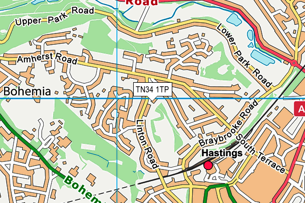 TN34 1TP map - OS VectorMap District (Ordnance Survey)