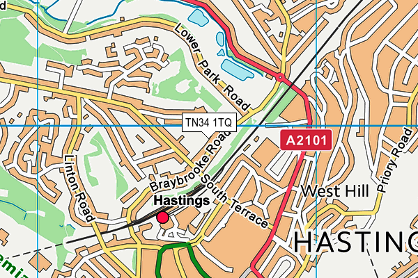 TN34 1TQ map - OS VectorMap District (Ordnance Survey)