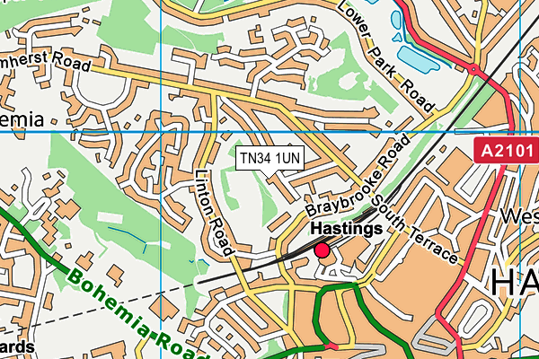 TN34 1UN map - OS VectorMap District (Ordnance Survey)