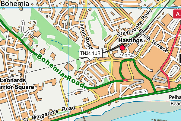 TN34 1UR map - OS VectorMap District (Ordnance Survey)