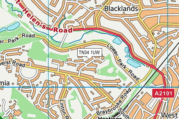 TN34 1UW map - OS VectorMap District (Ordnance Survey)