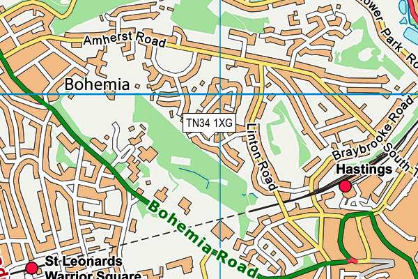 TN34 1XG map - OS VectorMap District (Ordnance Survey)