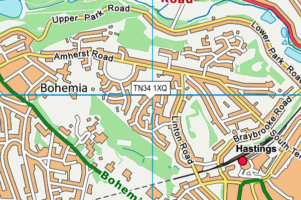 TN34 1XQ map - OS VectorMap District (Ordnance Survey)