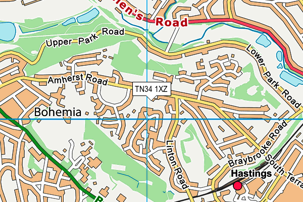 TN34 1XZ map - OS VectorMap District (Ordnance Survey)