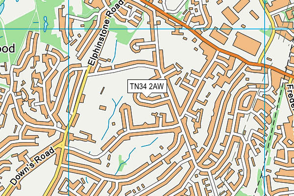 TN34 2AW map - OS VectorMap District (Ordnance Survey)