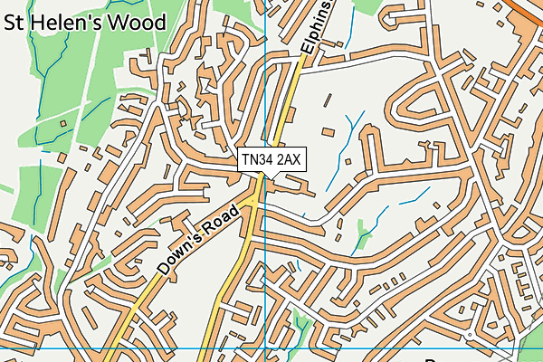 TN34 2AX map - OS VectorMap District (Ordnance Survey)