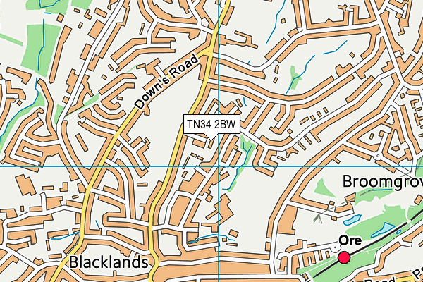 TN34 2BW map - OS VectorMap District (Ordnance Survey)