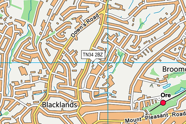 TN34 2BZ map - OS VectorMap District (Ordnance Survey)