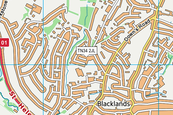 TN34 2JL map - OS VectorMap District (Ordnance Survey)