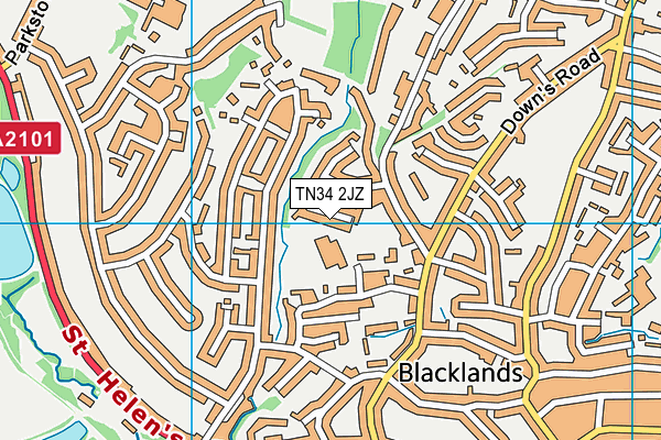 TN34 2JZ map - OS VectorMap District (Ordnance Survey)