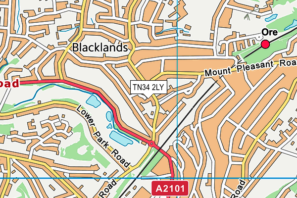 TN34 2LY map - OS VectorMap District (Ordnance Survey)