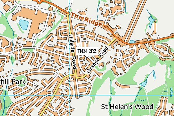 TN34 2RZ map - OS VectorMap District (Ordnance Survey)