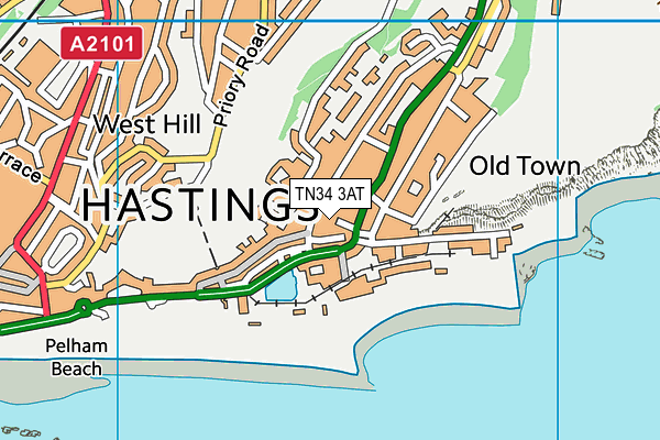 TN34 3AT map - OS VectorMap District (Ordnance Survey)