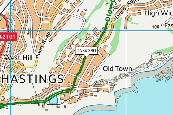 TN34 3BD map - OS VectorMap District (Ordnance Survey)